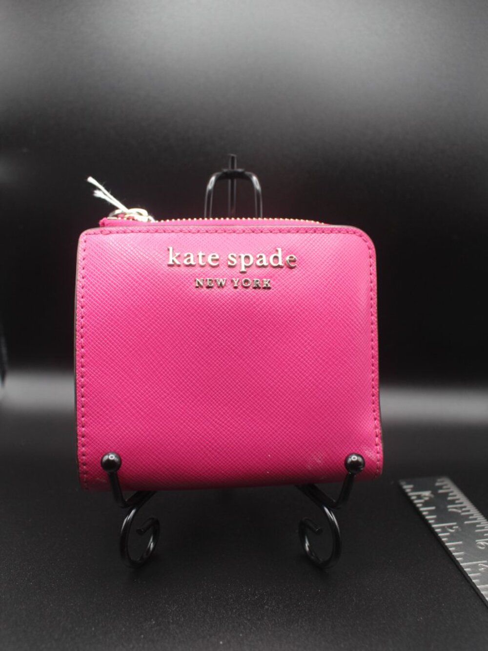 Kate Spade New York Hot Pink Textured Compact Wallet 0201